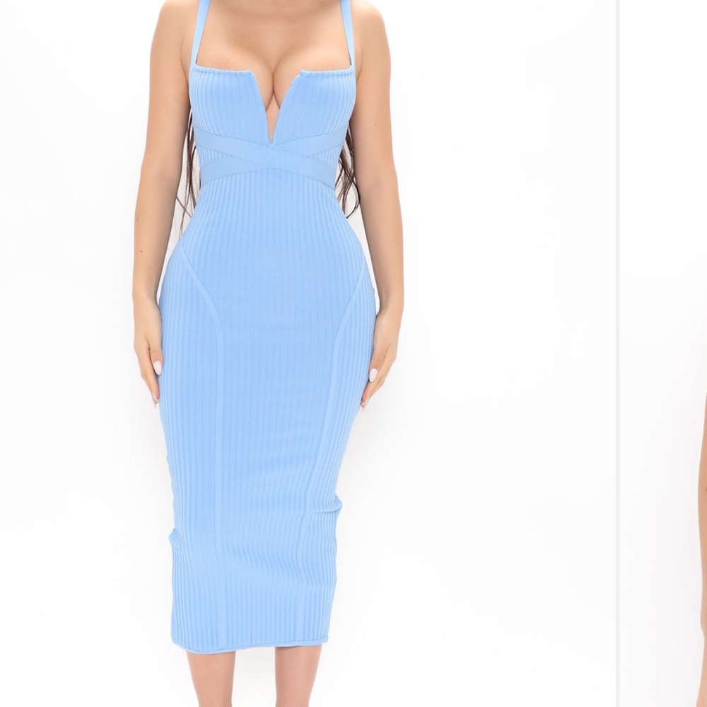 Fashion Nova Strapless Blue Dress